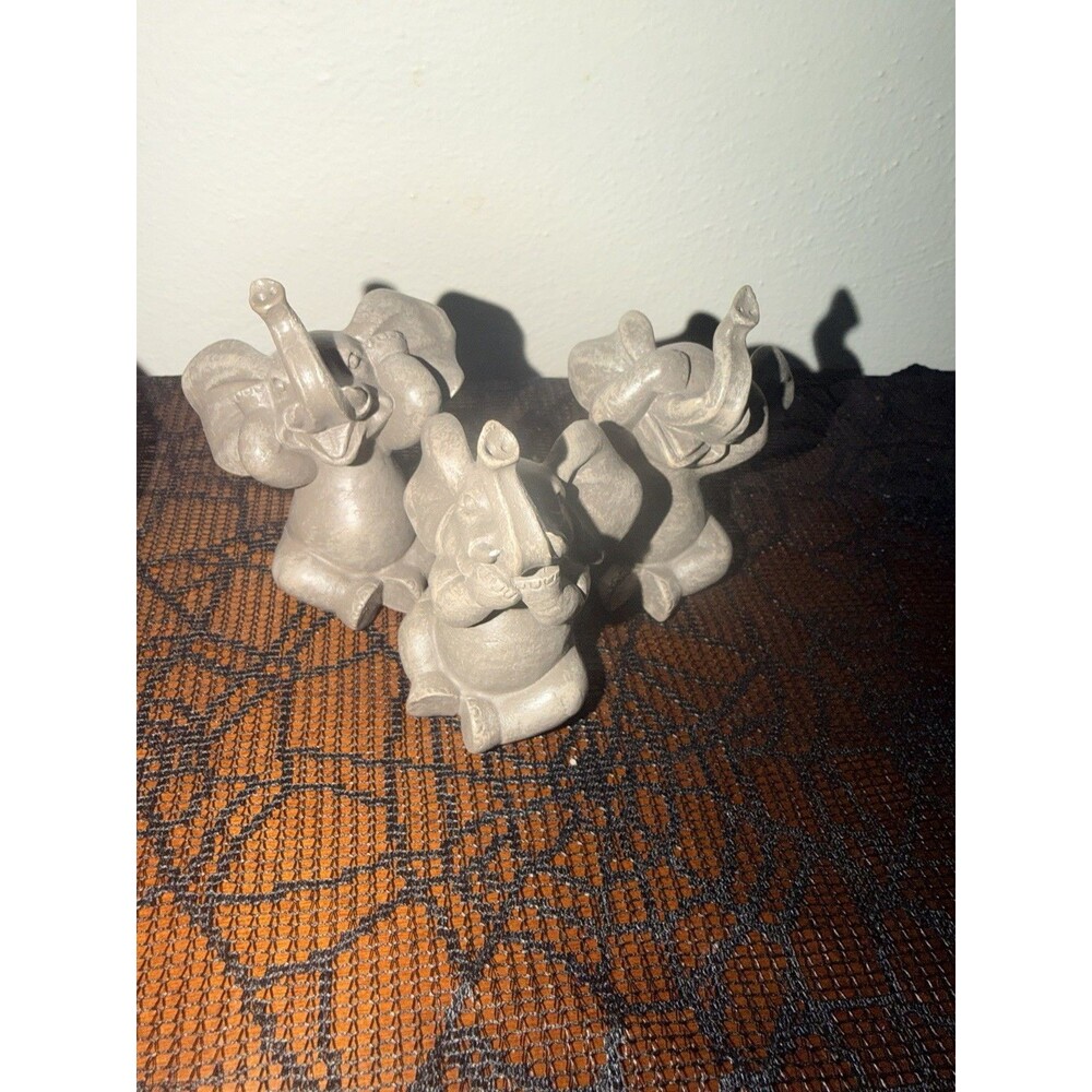 Mini Elephant Figurines Set Of 3 No Evil Natures Mark 3"H x 2.5"W - Picture 2 of 3